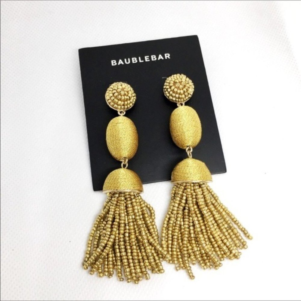 NWT Anthro BaubleBar Gold Tassels Earrings